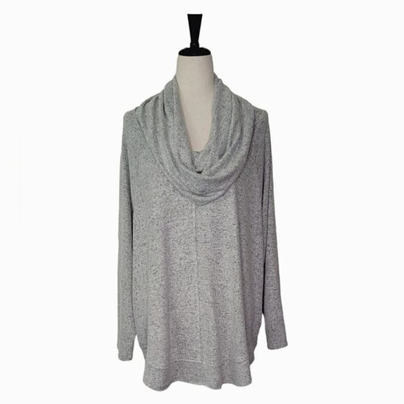 Cupio Heathered Gray Cowl Neck Raglan Sleeve Cozy Top Size 2X - Picture 1 of 6